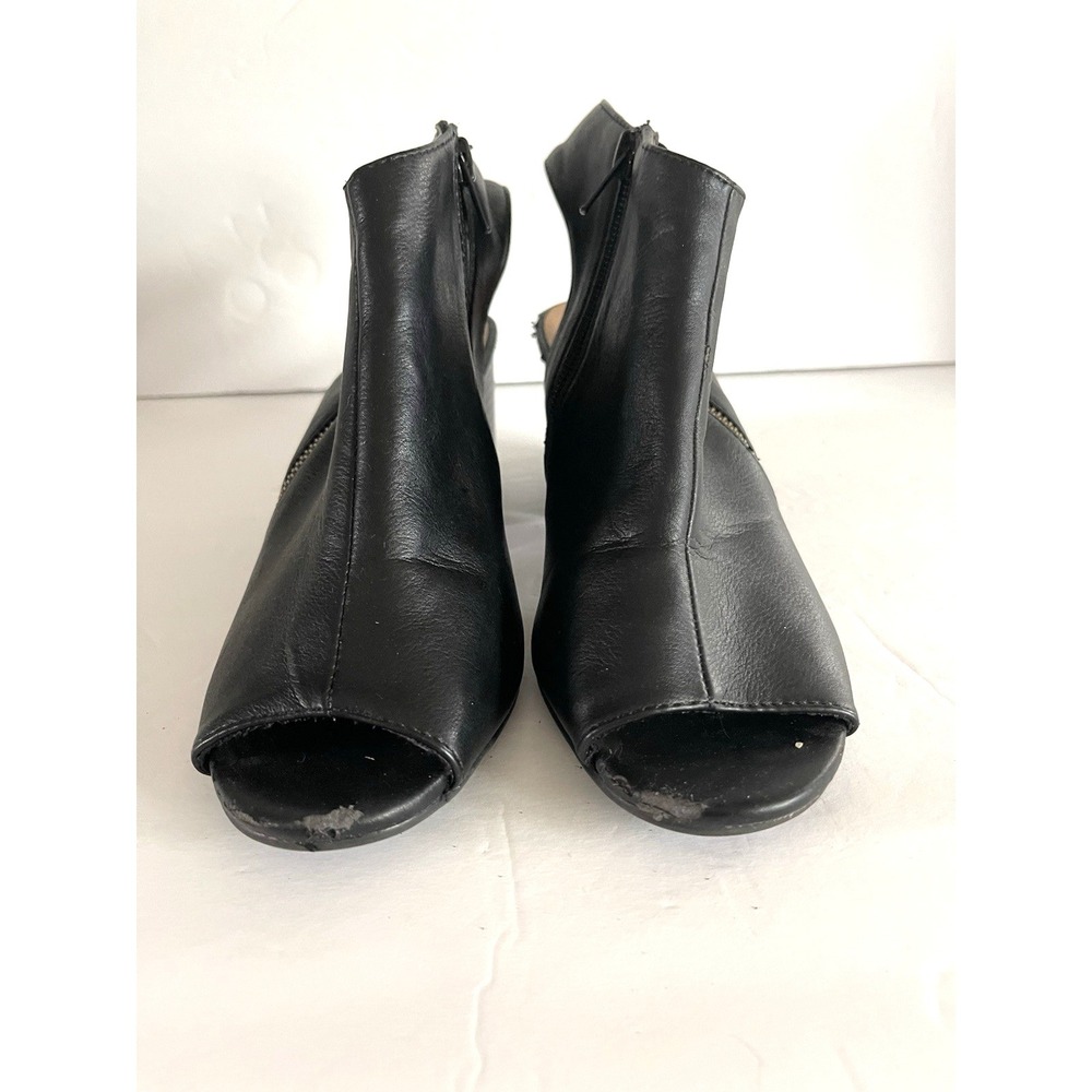 Edgy Black Open-Toe Minimalist Utility Sling Back Block Heel Mules 6‎